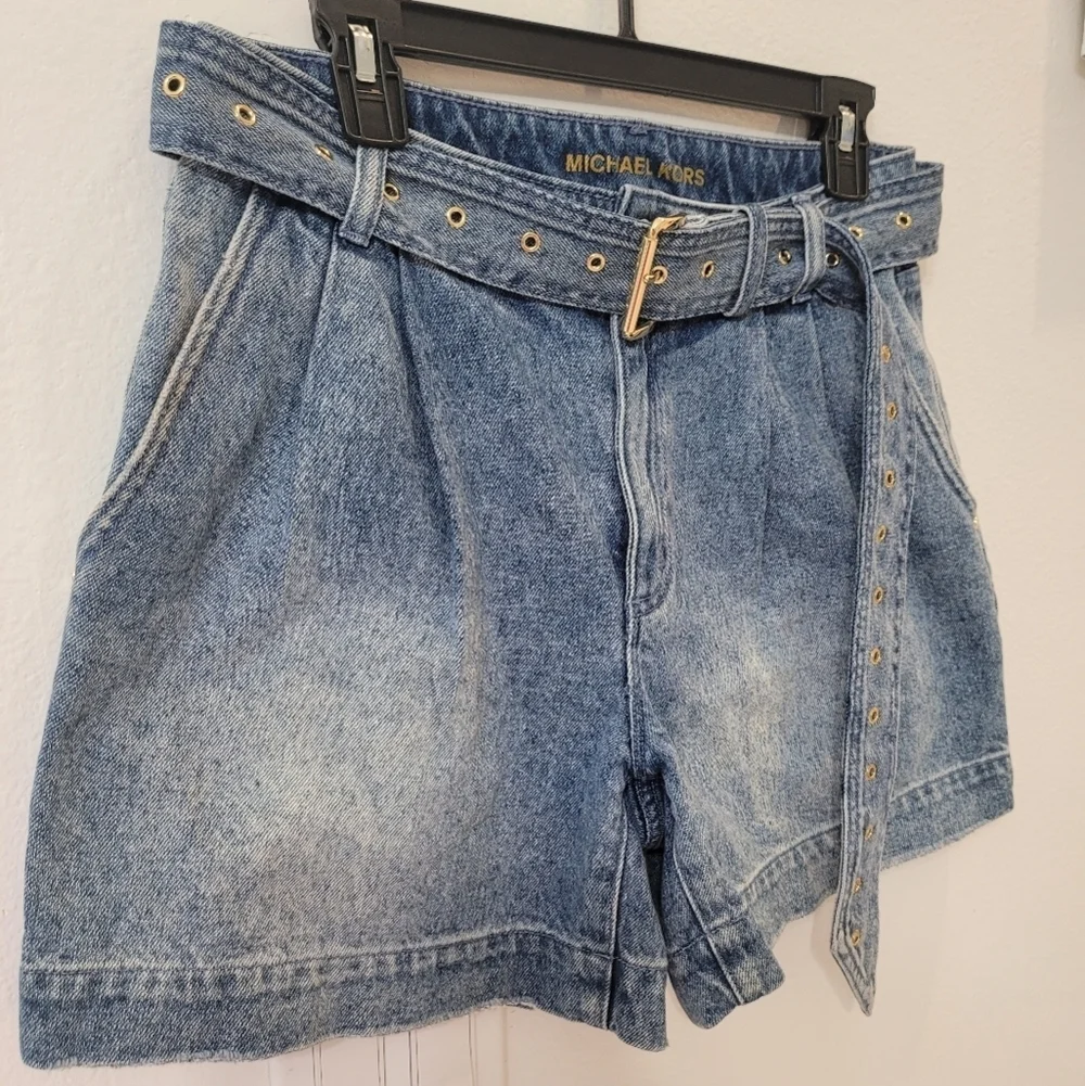 Michael Kors Light Blue Belted Jean Shorts Size 6